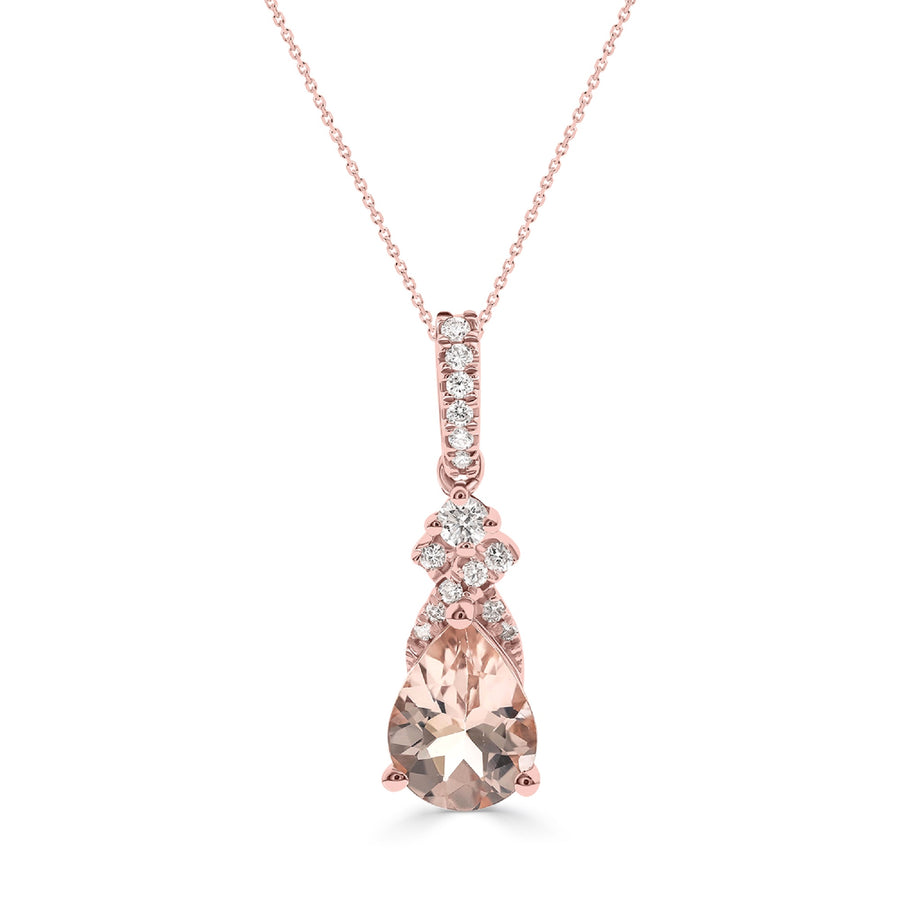 Mikayla 10K Rose Gold Pear-Cut Madagascar Morganite Pendant