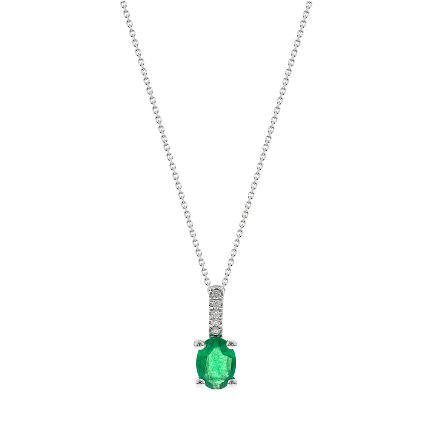 Norah 10K White Gold Oval-Cut Natural Zambian Emerald Pendant