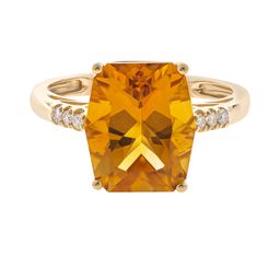 Ava 14K Yellow Gold Cushion-Cut Brazilian Citrine Ring