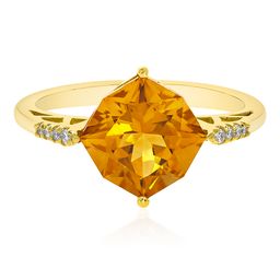 Zoey 14K Yellow Gold Cushion-Cut Citrine Ring