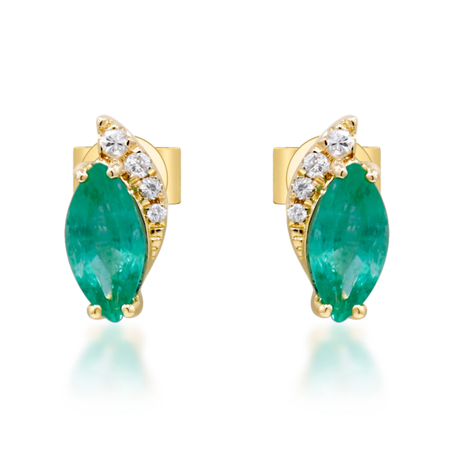 Makenna 10K Yellow Gold Marquise-Cut Natural Zambian Emerald Earrings