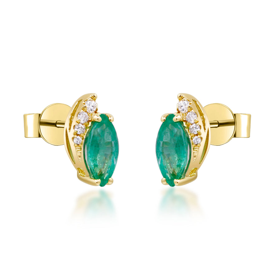 Makenna 10K Yellow Gold Marquise-Cut Natural Zambian Emerald Earrings