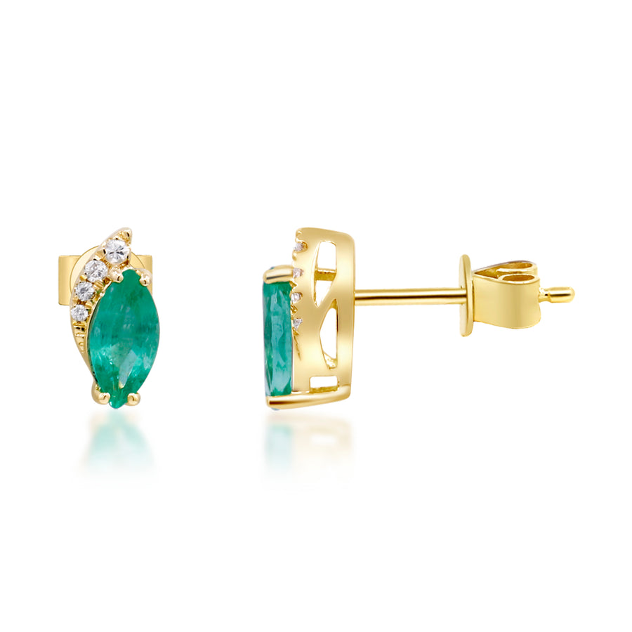 Makenna 10K Yellow Gold Marquise-Cut Natural Zambian Emerald Earrings