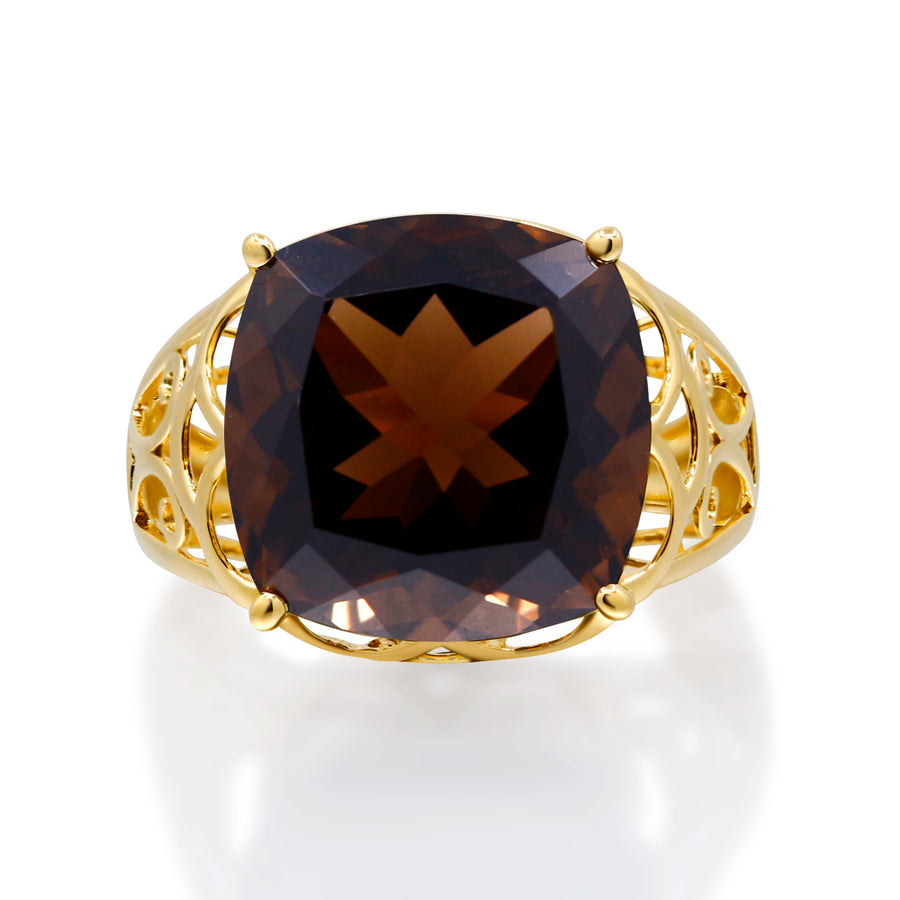 Angelique 10K Yellow Gold Cushion-Cut Smoky Quartz Ring