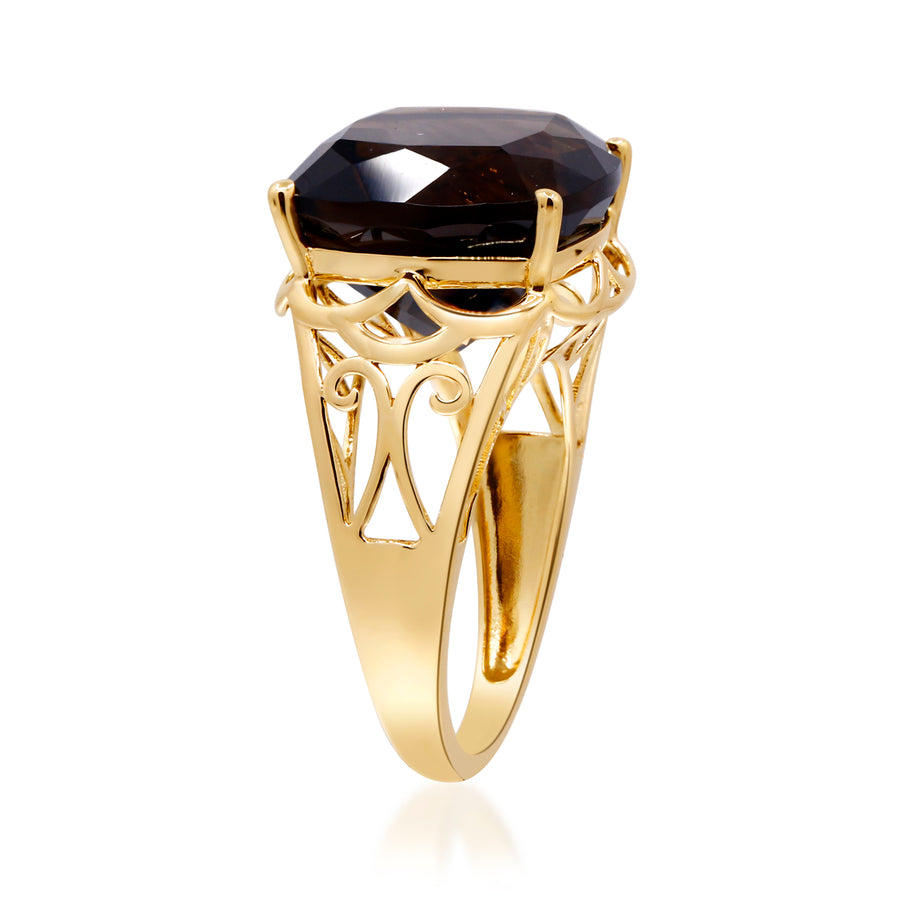 Angelique 10K Yellow Gold Cushion-Cut Smoky Quartz Ring