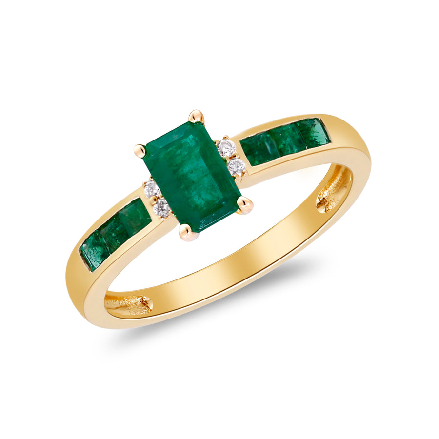 Raina 10K Yellow Gold Emerald-Cut Natural Zambian Emerald Ring