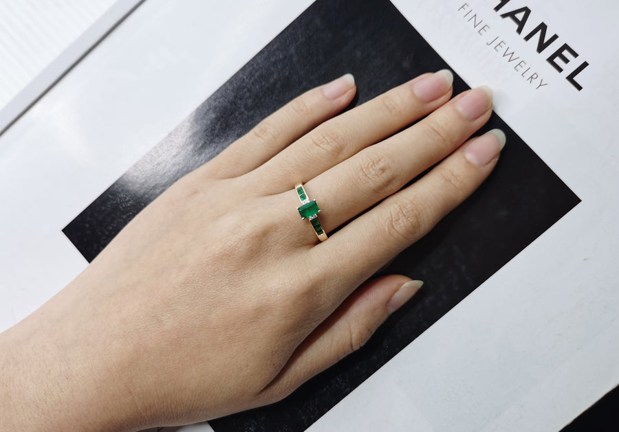 Raina 10K Yellow Gold Emerald-Cut Natural Zambian Emerald Ring