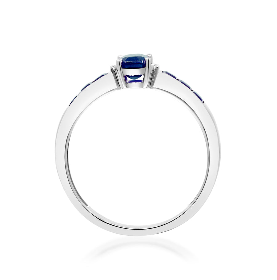 Lyla 10K White Gold Emerald-Cut Ceylon Blue Sapphire Ring