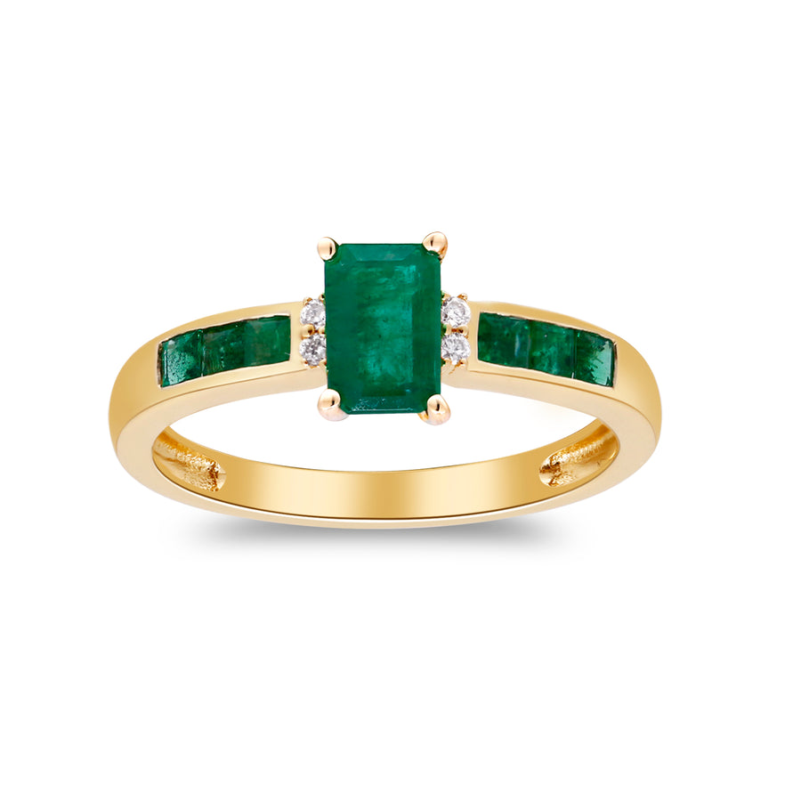 Raina 10K Yellow Gold Emerald-Cut Natural Zambian Emerald Ring