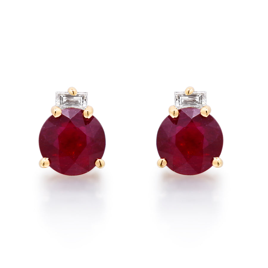 Zoe 10K Yellow Gold Round-Cut Mozambique Ruby Earring