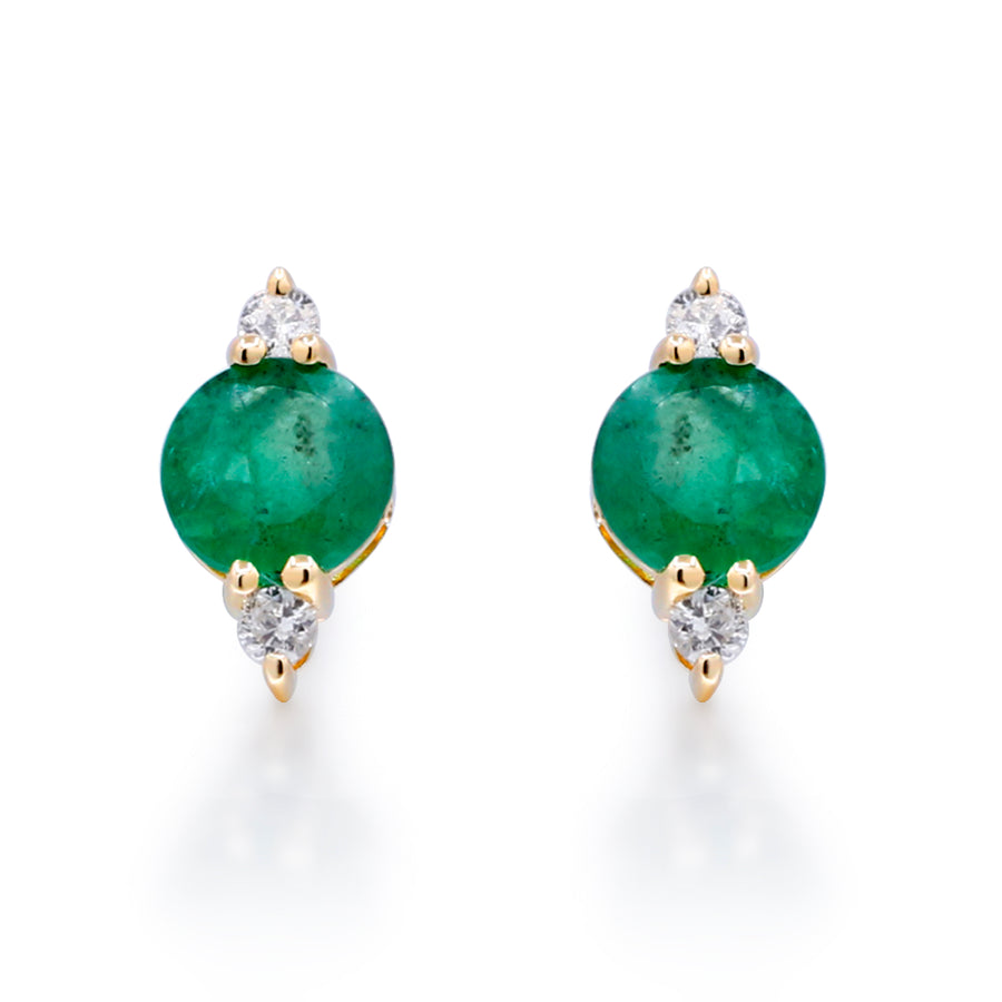 Chloe 14K Yellow Gold Round-Cut Natural Zambian Emerald Earrings