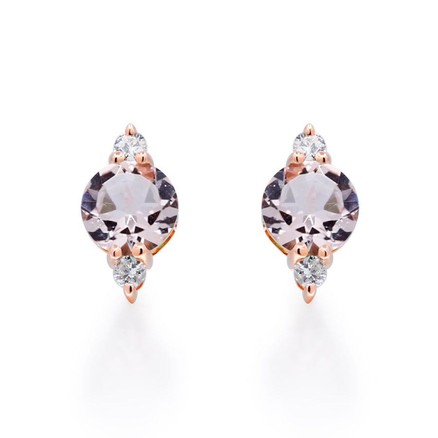 Eveleigh 10K Rose Gold Round-Cut Madagascar Morganite Earring