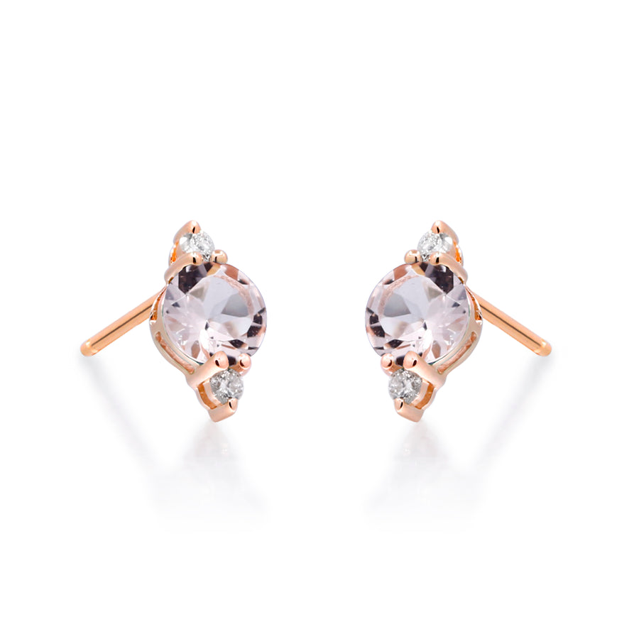 Eveleigh 10K Rose Gold Round-Cut Madagascar Morganite Earring