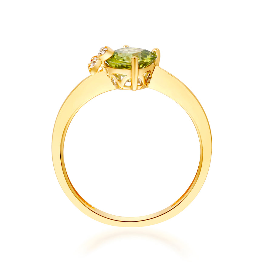 Aurora 14K Yellow Gold Cushion-Cut Manchurian Peridot Ring