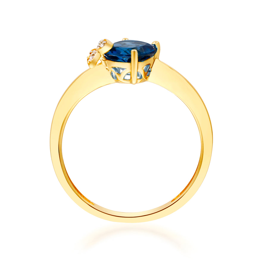 Aurora 14K Yellow Gold Cushion-Cut Brazilian London Blue Topaz Ring