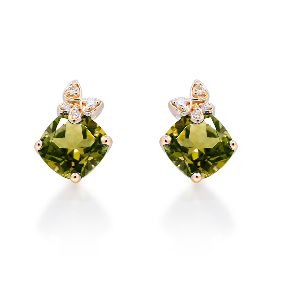 Ashlyn 10K Yellow Gold Cushion-Cut Manchurian Peridot Earring