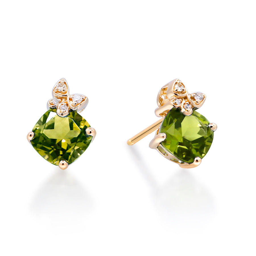 Ashlyn 10K Yellow Gold Cushion-Cut Manchurian Peridot Earring