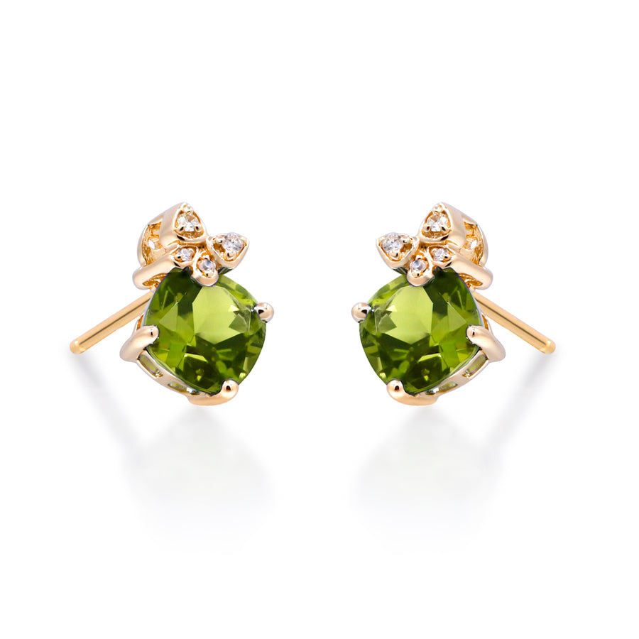 Ashlyn 10K Yellow Gold Cushion-Cut Manchurian Peridot Earring