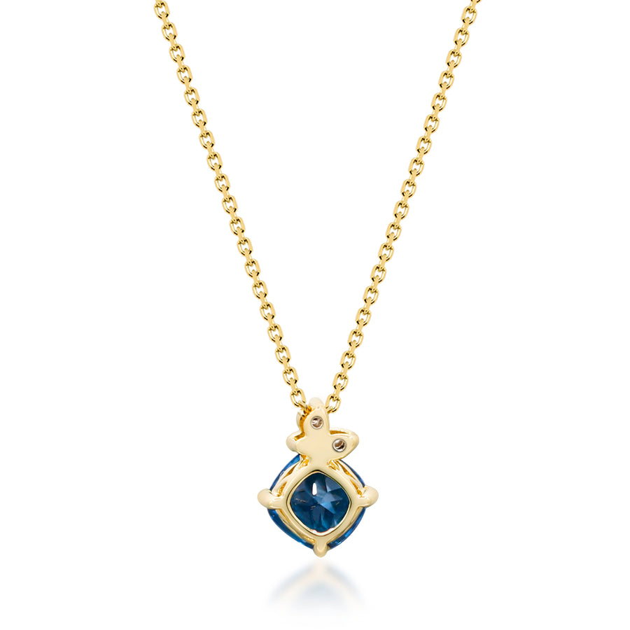 Norah 10K Yellow Gold Cushion-Cut Brazilian London Blue Topaz Pendant