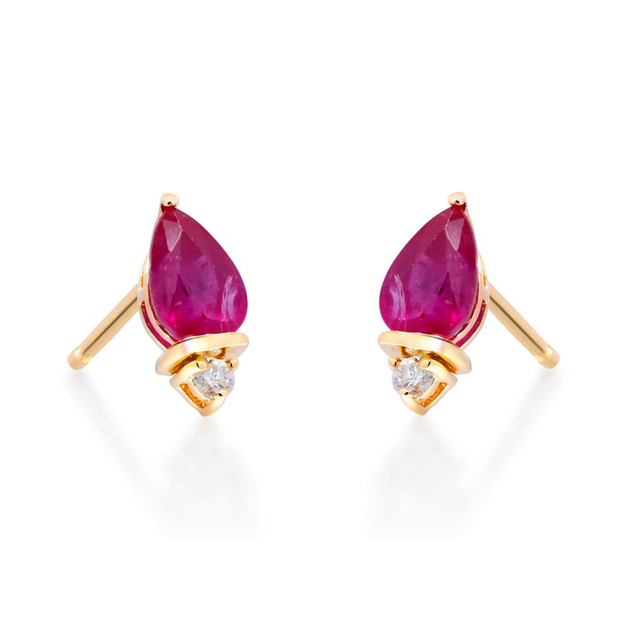 Nina 10K Yellow Gold Pear-Cut Mozambique Ruby Earring