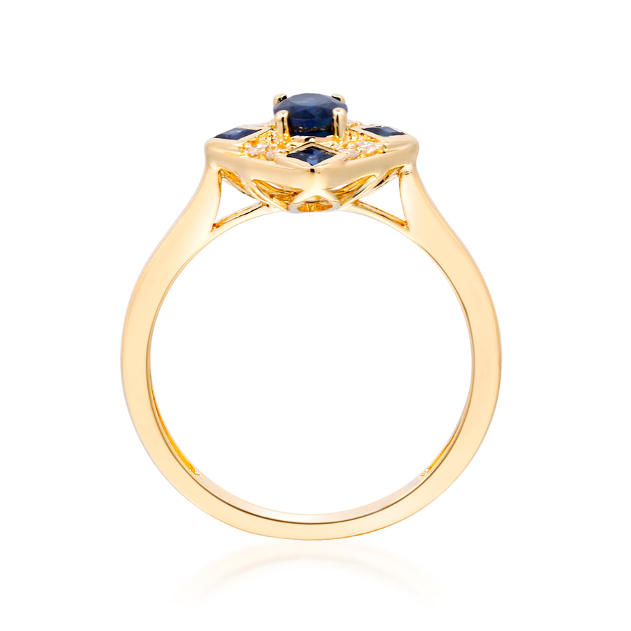 Samara 10K Yellow Gold Oval-Cut Ceylon Blue Sapphire Ring