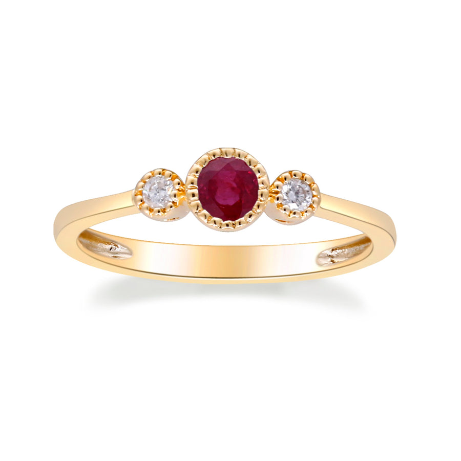 Allyson 10K Yellow Gold Round-Cut Mozambique Ruby Ring