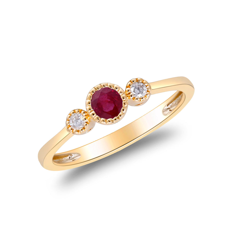 Allyson 10K Yellow Gold Round-Cut Mozambique Ruby Ring