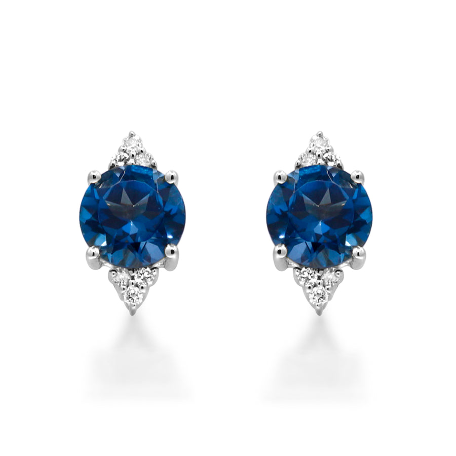 Leighton 10K White Gold Round-Cut Brazilian London Blue Topaz Earring