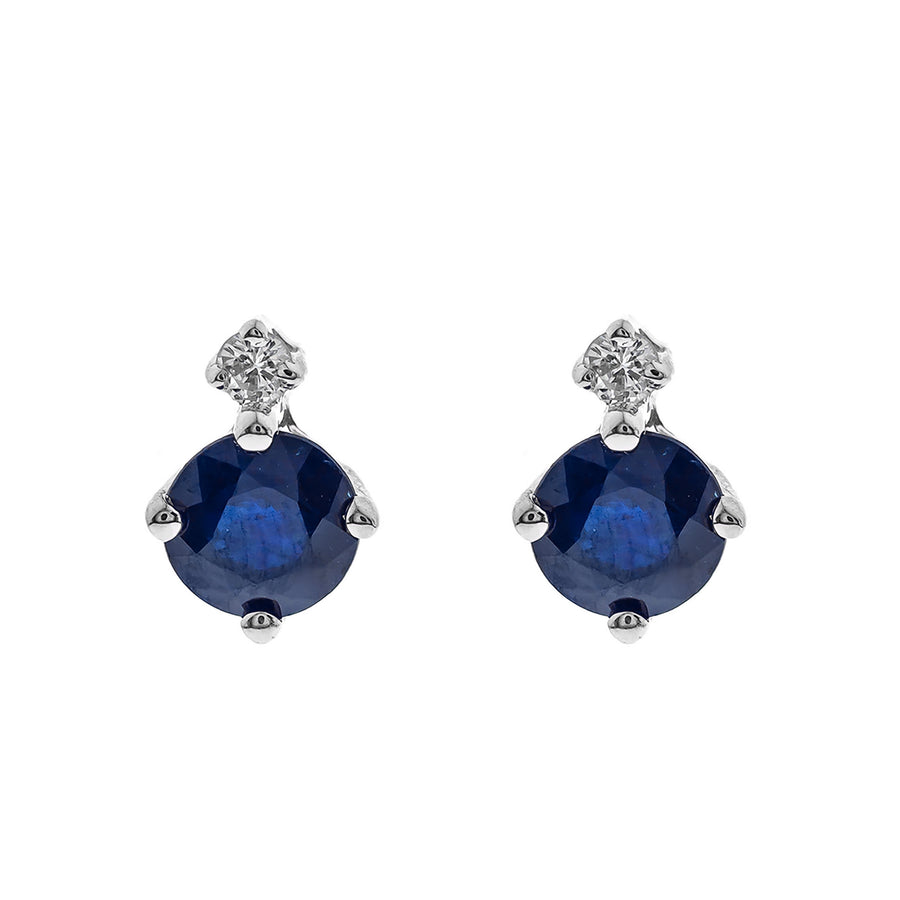 Ivy 10K White Gold Round-Cut Ceylon Blue Sapphire Earrings