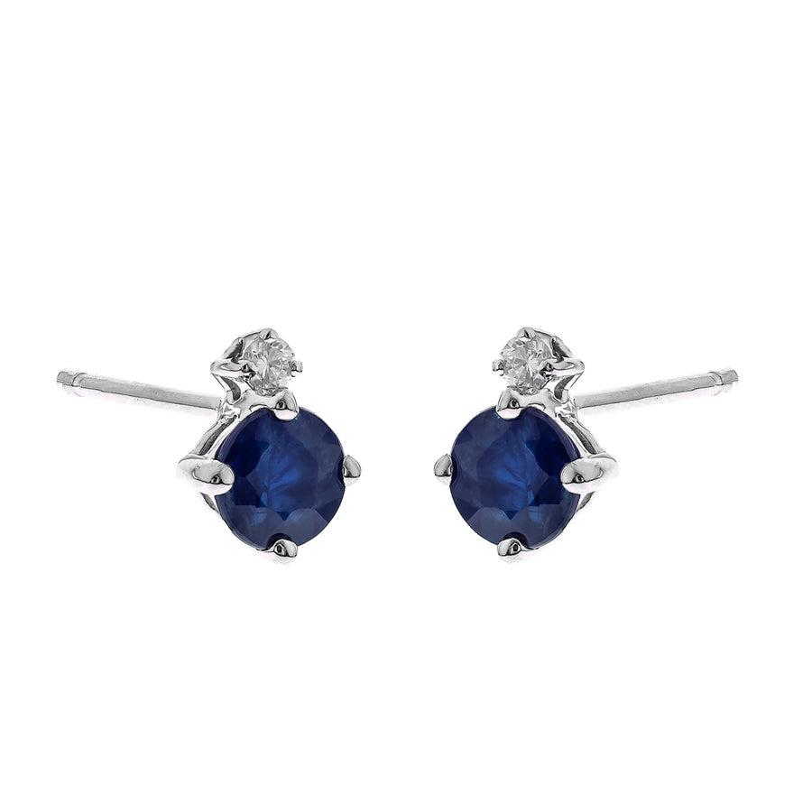 Ivy 10K White Gold Round-Cut Ceylon Blue Sapphire Earrings