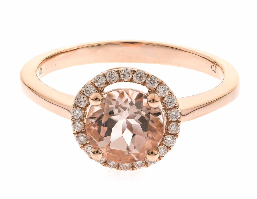 Alina 10K Rose Gold Round-Cut Madagascar Morganite Ring