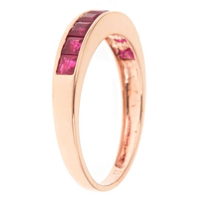 Chelsea 14K Rose Gold Princess-Cut Mozambique Ruby Ring