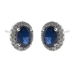 Penny 10K White Gold Oval-Cut Ceylon Blue Sapphire Earring