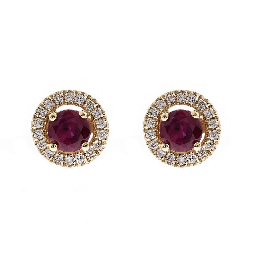 Aniya 14K Yellow Gold Round-Cut Mozambique Ruby Earring