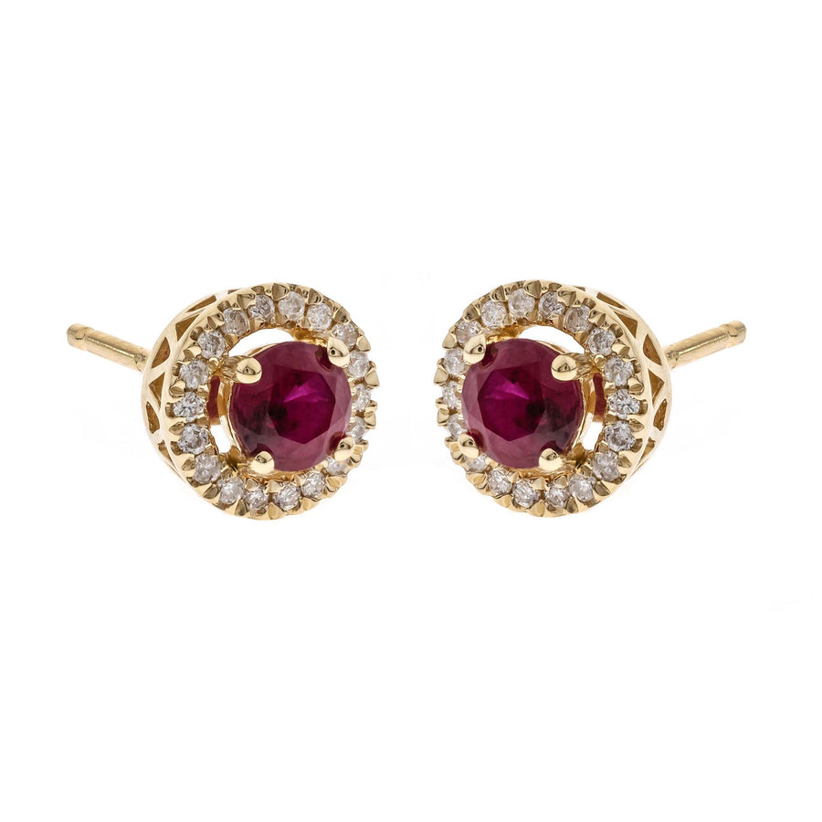 Aniya 14K Yellow Gold Round-Cut Mozambique Ruby Earring