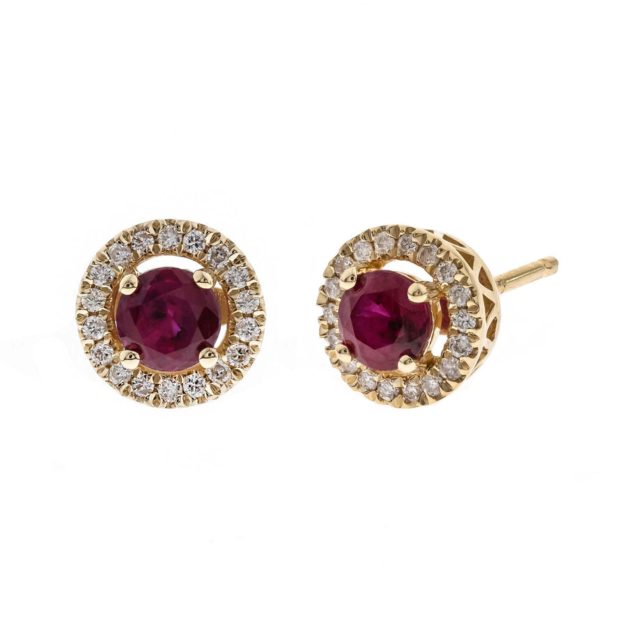 Aniya 14K Yellow Gold Round-Cut Mozambique Ruby Earring