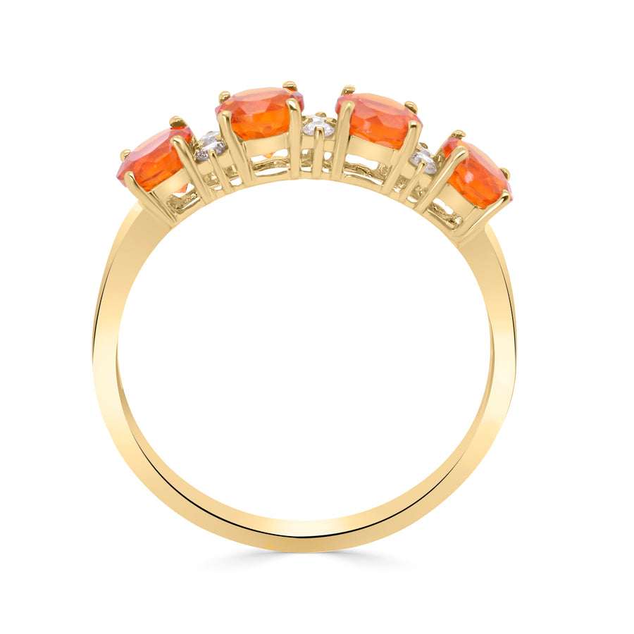 Abby 14K Yellow Gold Round-Cut Mexican Fire Opal Ring