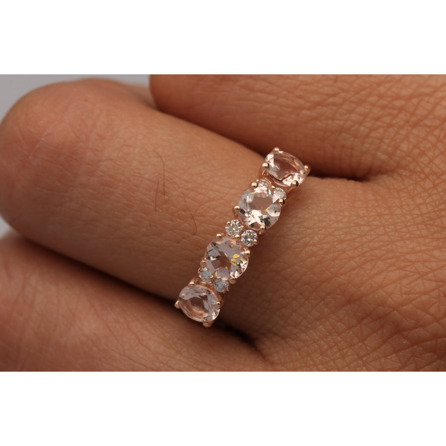 Millie 14K Rose Gold Round-Cut Madagascar Morganite Ring