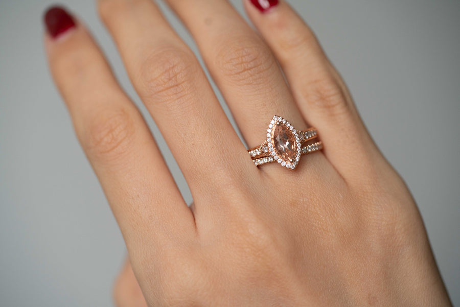 Esperanza 14K Rose Gold Marquise-Cut Madagascar Morganite Ring