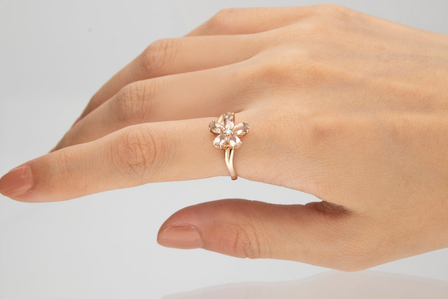 Jimena 10K Rose Gold Oval-Cut Madagascar Morganite Ring