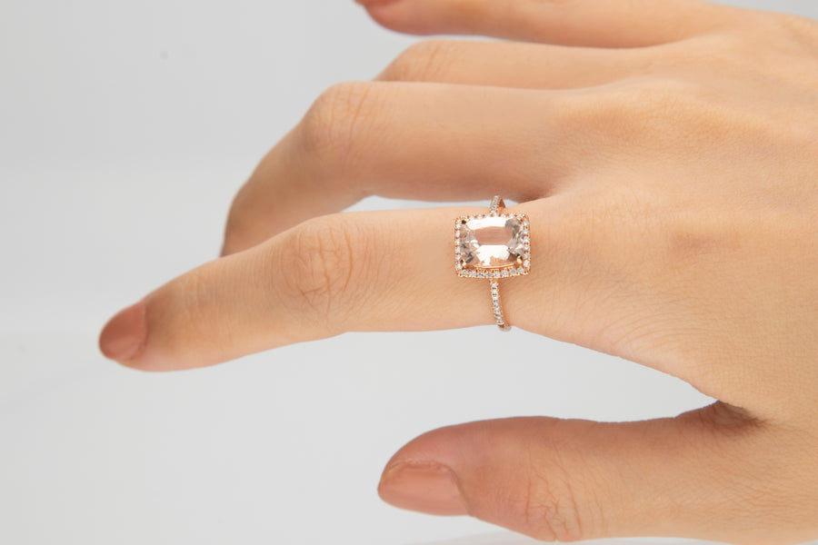 Janiyah 10K Rose Gold Cushion-Cut Madagascar Morganite Ring