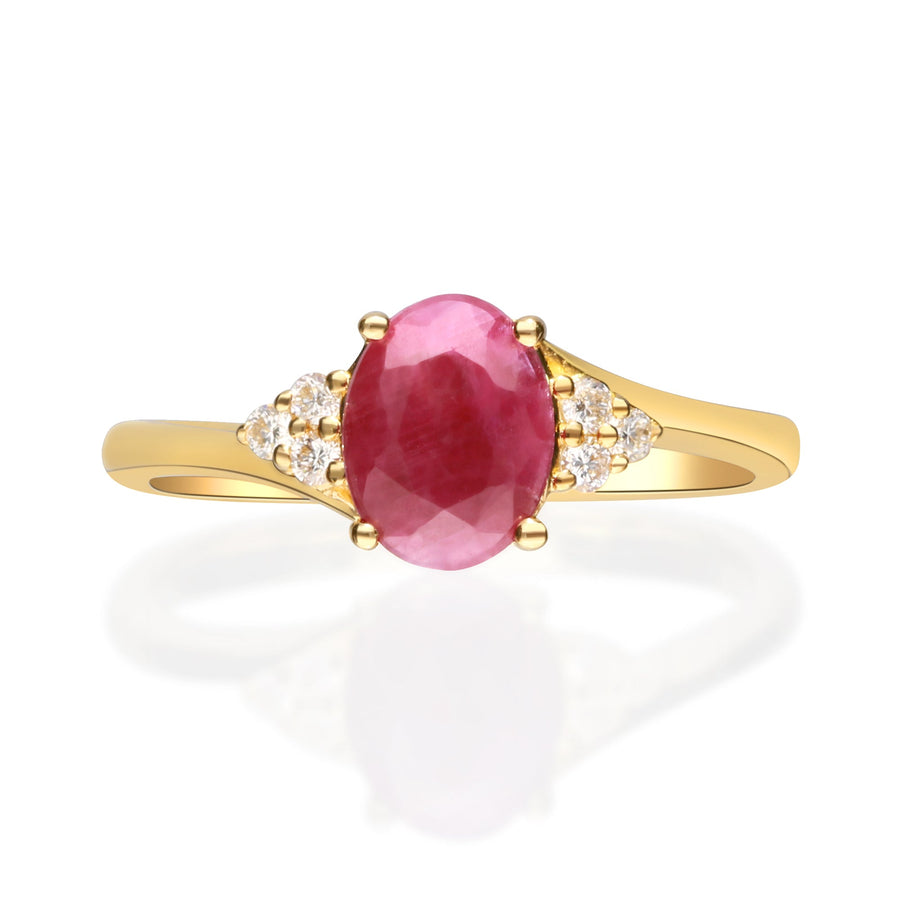 Carolyn 10K Yellow Gold Oval-Cut Mozambique Ruby Ring