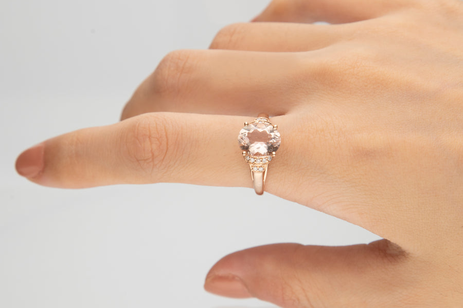 Nancy 10K Rose Gold Oval-Cut Madagascar Morganite Ring