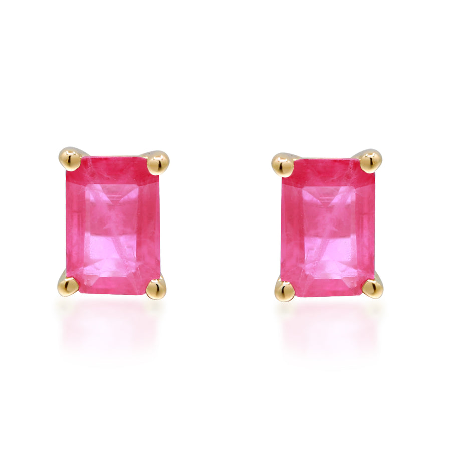 Aubrie 14K Yellow Gold Emerald-Cut Mozambique Ruby Earring