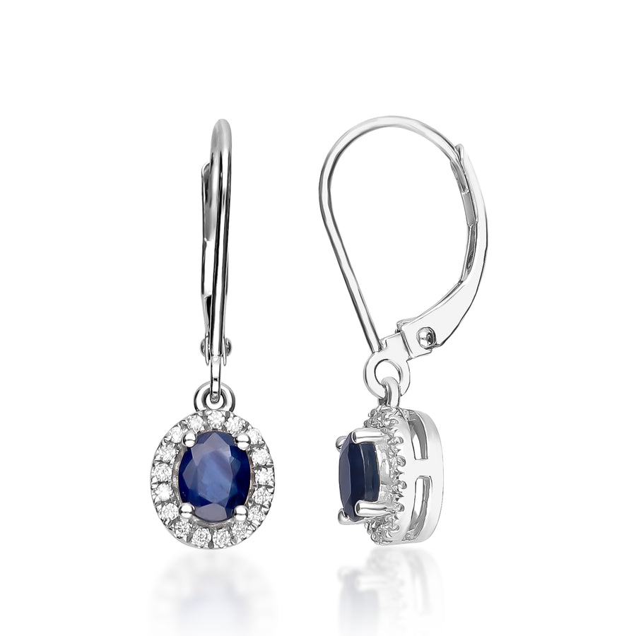 Eliana 10K White Gold Oval-Cut Ceylon Blue Sapphire Earrings