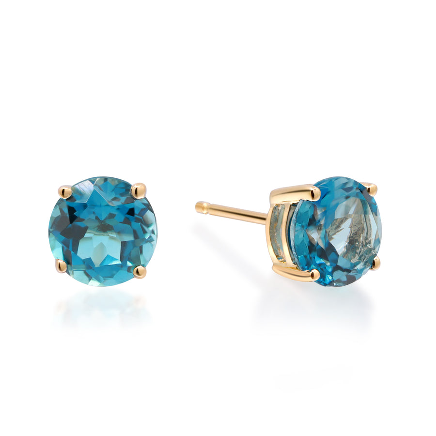 Alisson 14K Yellow Gold Round-Cut Brazilian London Blue Topaz Earring