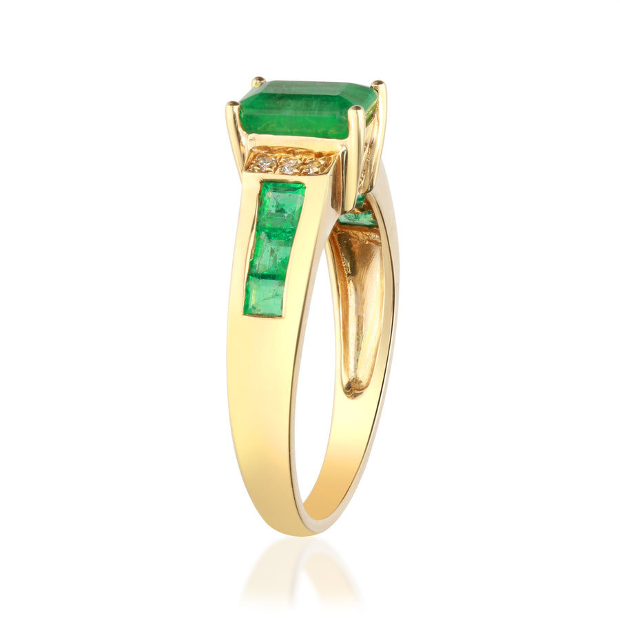 Aniya: 10K Yellow Gold Ring with Emerald-Cut Natural Zambian Emerald