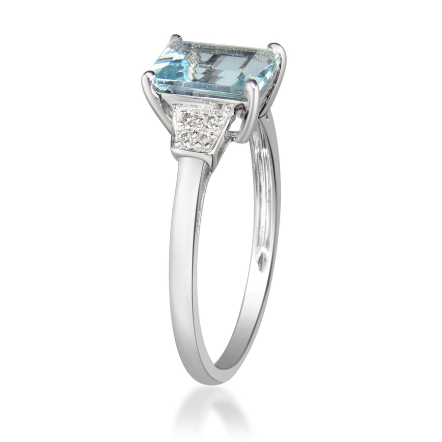 Alexa 10K White Gold Emerald-Cut Brazilian Aquamarine Ring