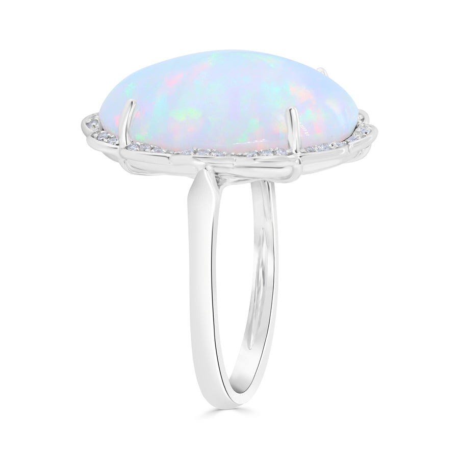 Vida 10K White Gold Oval-Cut African Opal Ring