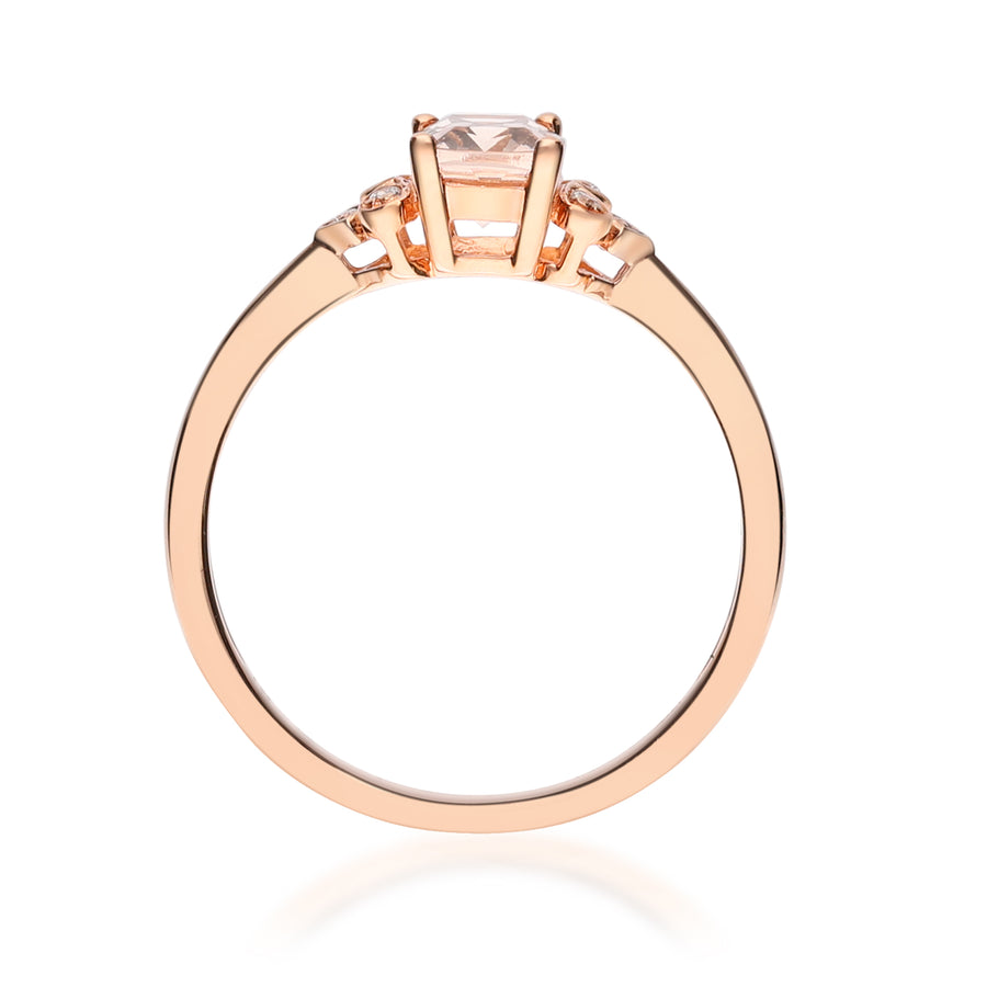 Kiara 10K Rose Gold Cushion-Cut Madagascar Morganite Ring